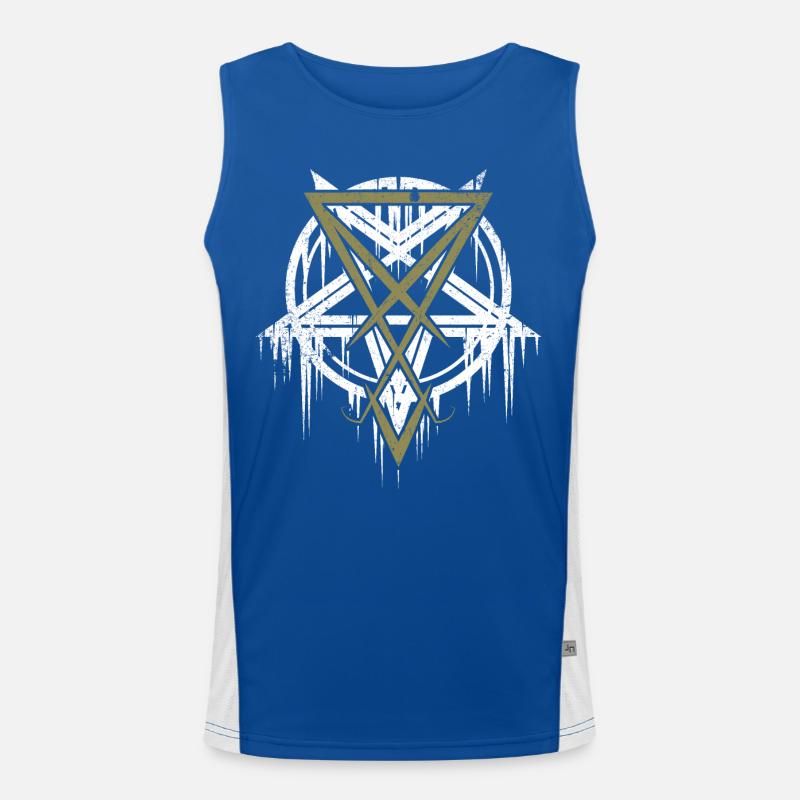 Pentagram with Lucifer symbol Men's Functional Contrast Tank Top 