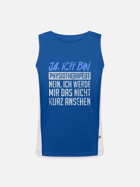 Physiotherapeut Kurz Ansehen Lustiges - Funktionelles Kontrast-Tank Top für Männer  - Royal/Weiß - Vorne