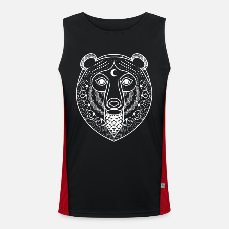 Filigree bear face - bear - bear - Men's Functional Contrast Tank Top  - black/red