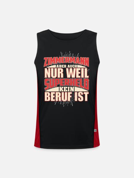 Zimmermann Superheld - Funktionelles Kontrast-Tank Top für Männer  - Schwarz/Rot