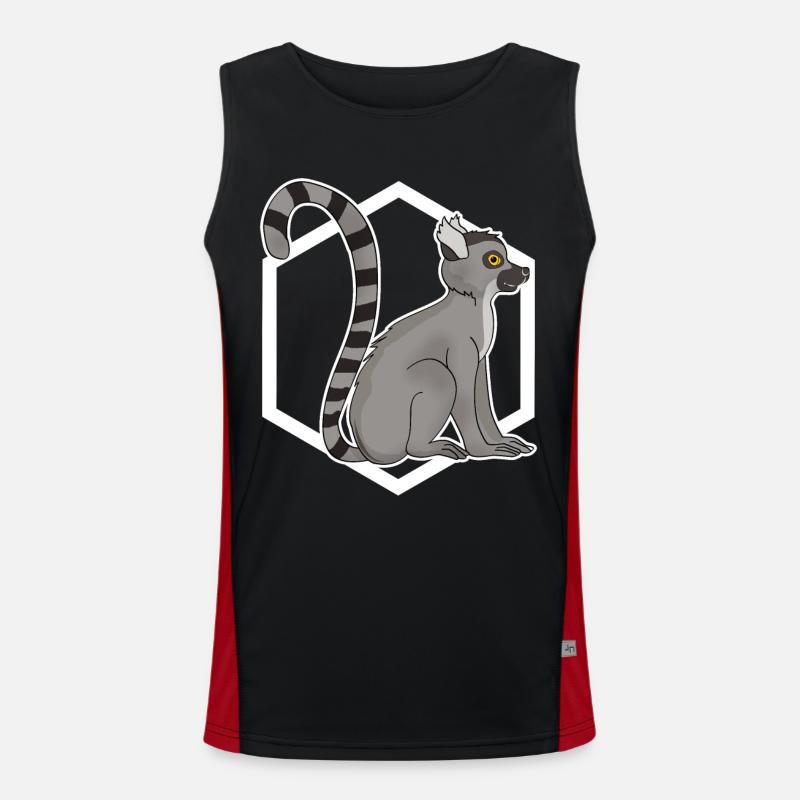 Lemur monkey - Men's Functional Contrast Tank Top - black/red