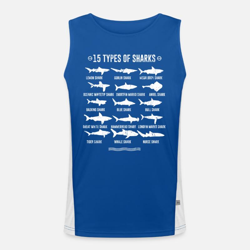 Requins - 15 types de requins Débardeur respirant contrasté Homme 