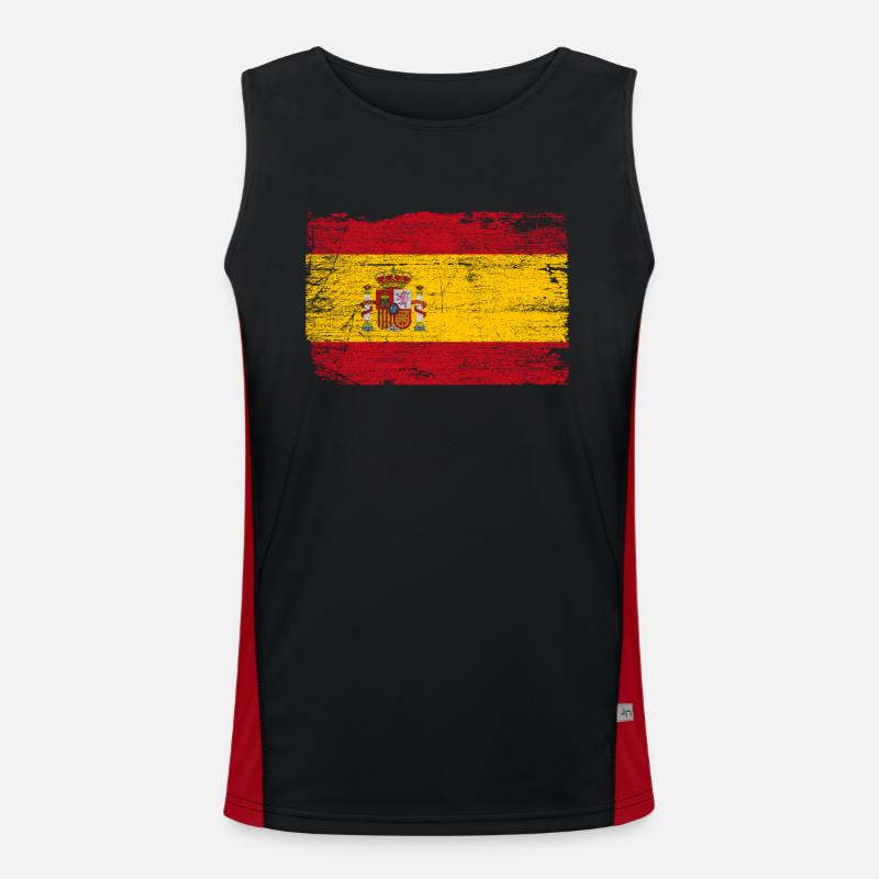 Spanien Flagge Funktionelles Kontrast-Tank Top für Männer 