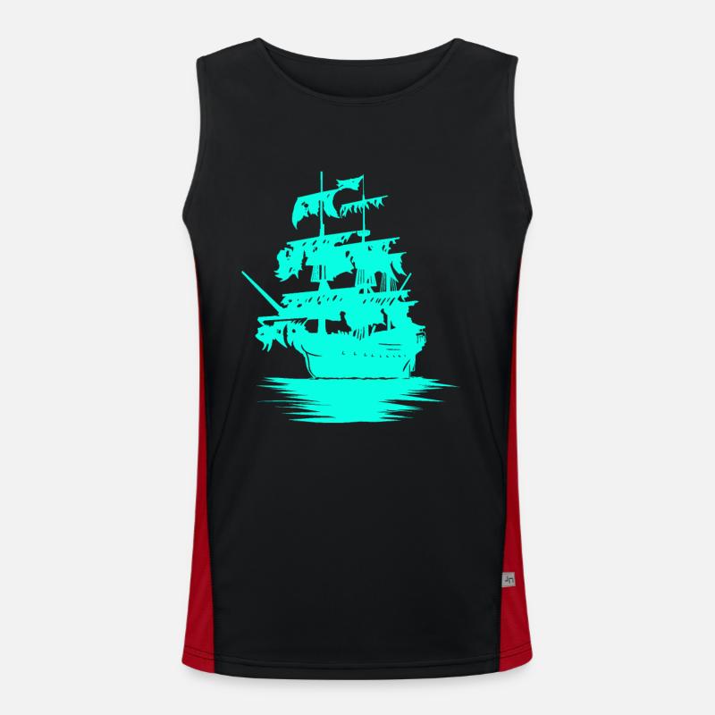 Sailing Ship Seafaring Fantasy Maritime Dinghy Men's Functional Contrast Tank Top 