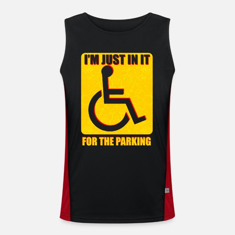 Rollstuhl Rollstuhlfahrer Behinderung Geschenk Funktionelles Kontrast-Tank Top für Männer 