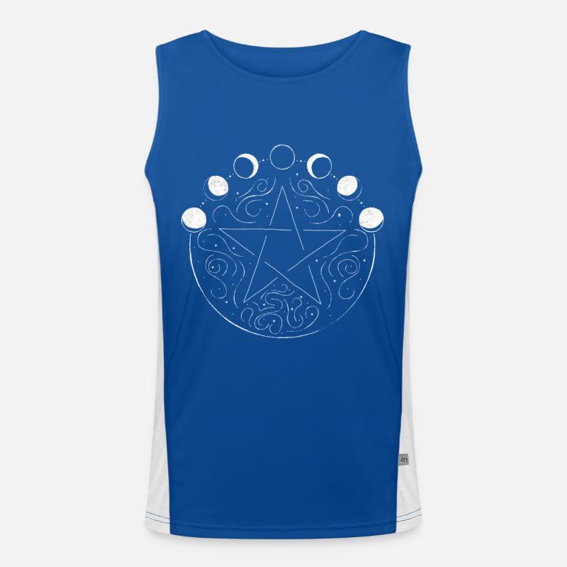 Pentagramm Mondphasen Witchcraft Occult Wicca Funktionelles Kontrast-Tank Top für Männer 