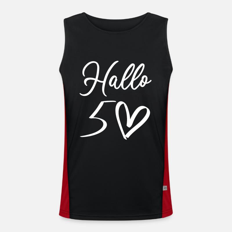 Warm welcome with handwritten design - Men's Functional Contrast Tank Top - black/red