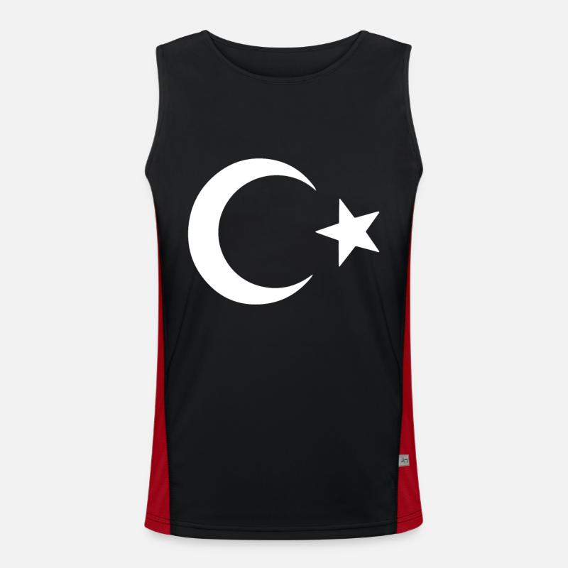 Pride and Tradition – Turkey Flag - Men's Functional Contrast Tank Top - black/red