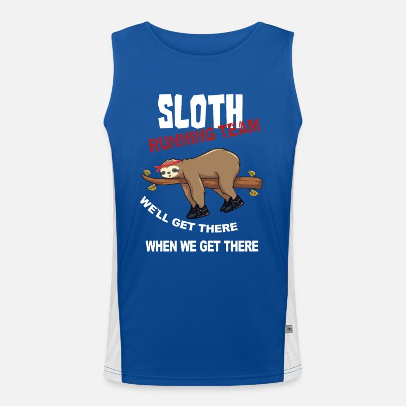 Funny Sloth Running Team Design Men's Functional Contrast Tank Top 