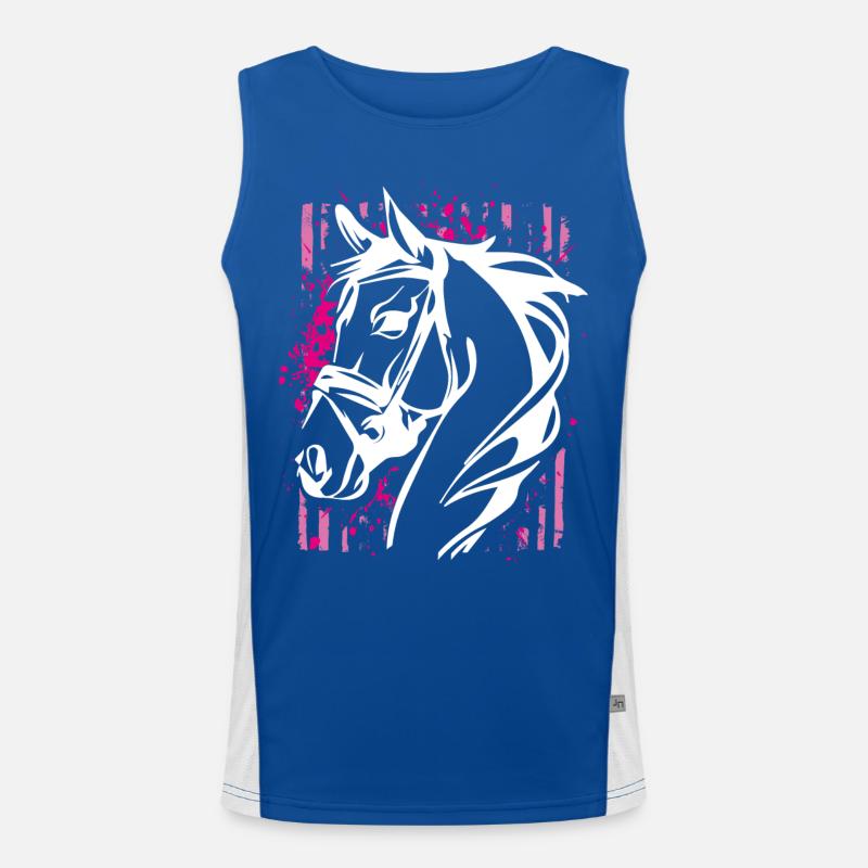 Cheval de style graffiti avec éclaboussure de couleur rose Débardeur respirant contrasté Homme 