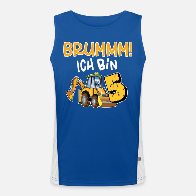 Brummmm Ich Bin 5 Jahre Bagger Funktionelles Kontrast-Tank Top für Männer 