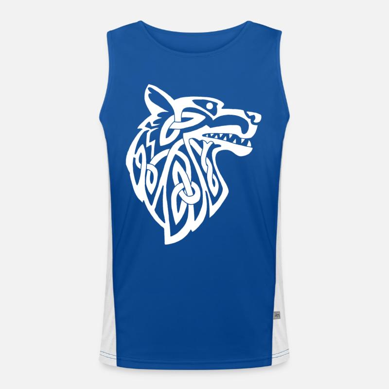 Wolf weiß Wikinger Funktionelles Kontrast-Tank Top für Männer 
