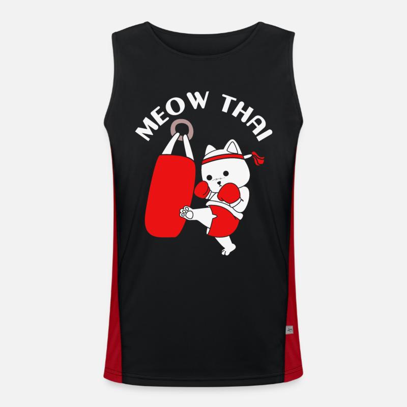 Thai boxing cat Men's Functional Contrast Tank Top 