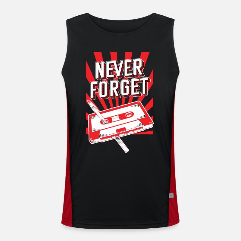 Never Forget Audio Cassette 70s 80s 90s Gift Men's Functional Contrast Tank Top 