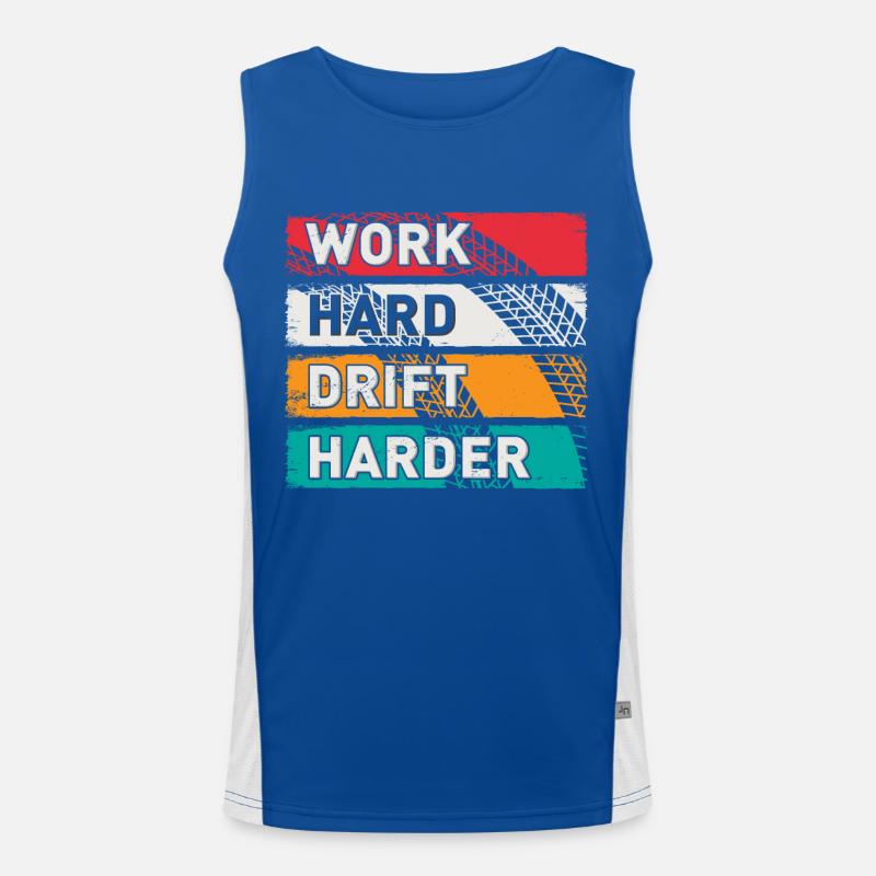 Work Hard Drift Harder Drifting Auto Tuning Drifter Men's Functional Contrast Tank Top 
