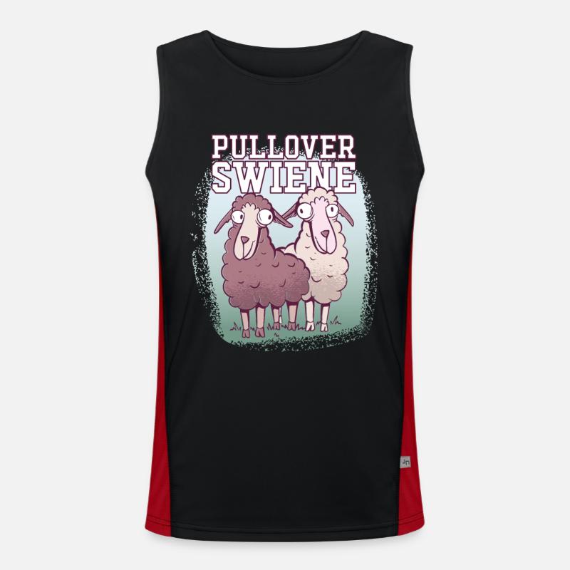 Pulloverswiene Plattdeutsch Ostfriesisch Schafe Funktionelles Kontrast-Tank Top für Männer 