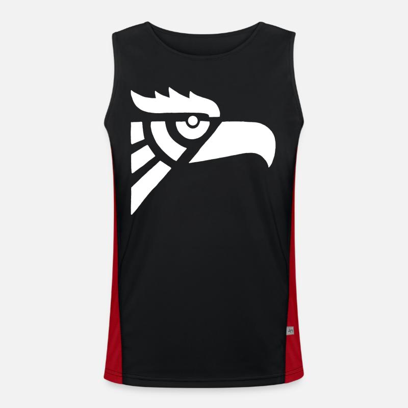 Aztec white eagle head - Men's Functional Contrast Tank Top  - black/red