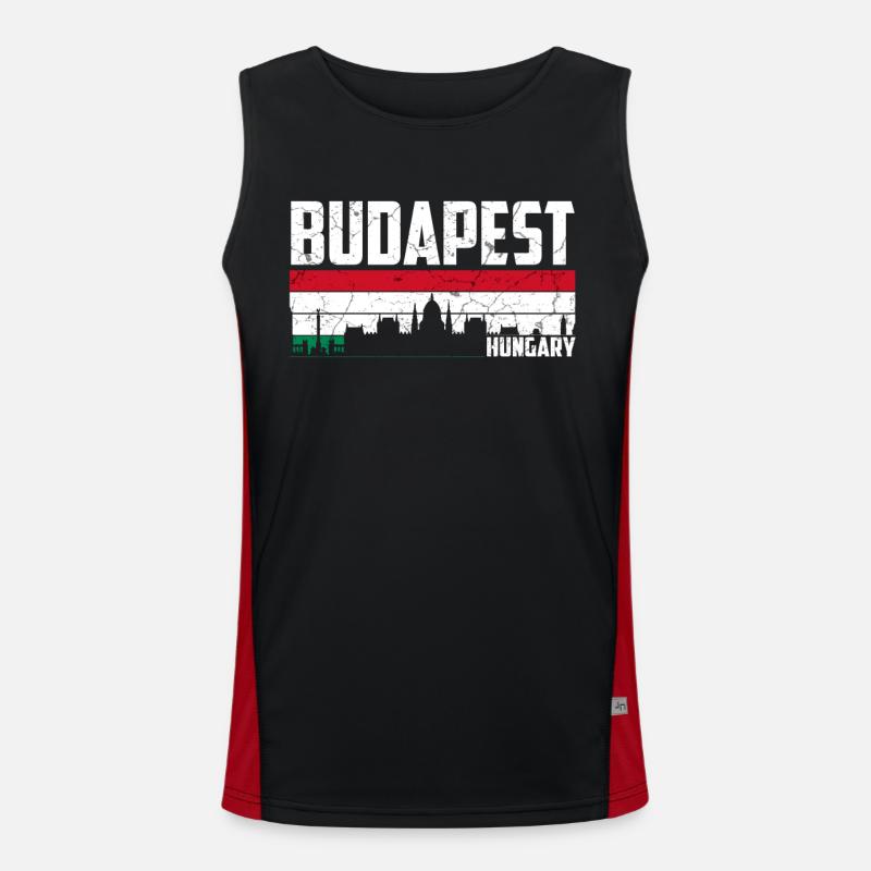 Budapest Skyline Ungarn Funktionelles Kontrast-Tank Top für Männer 