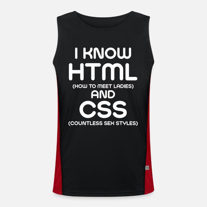 I Know HTML and CSS - Men's Functional Contrast Tank Top - black/red