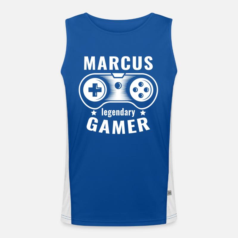 MARCUS Legendary Gamer Personalized Name Gift Débardeur respirant contrasté Homme 