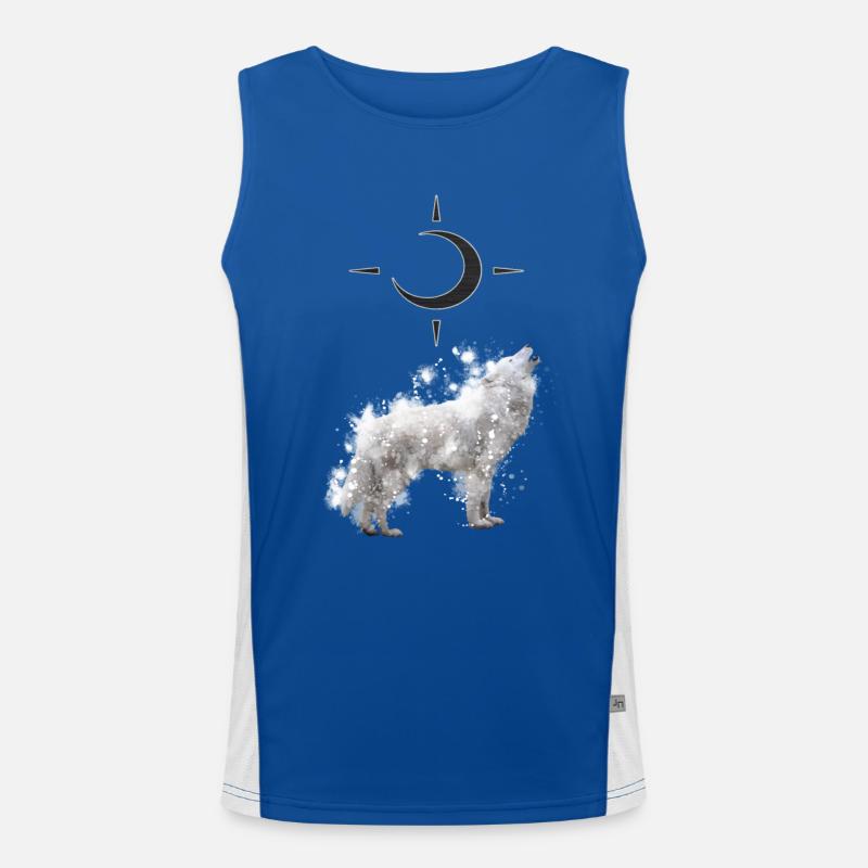 Wolf's Kunst mit Halbmond Funktionelles Kontrast-Tank Top für Männer 