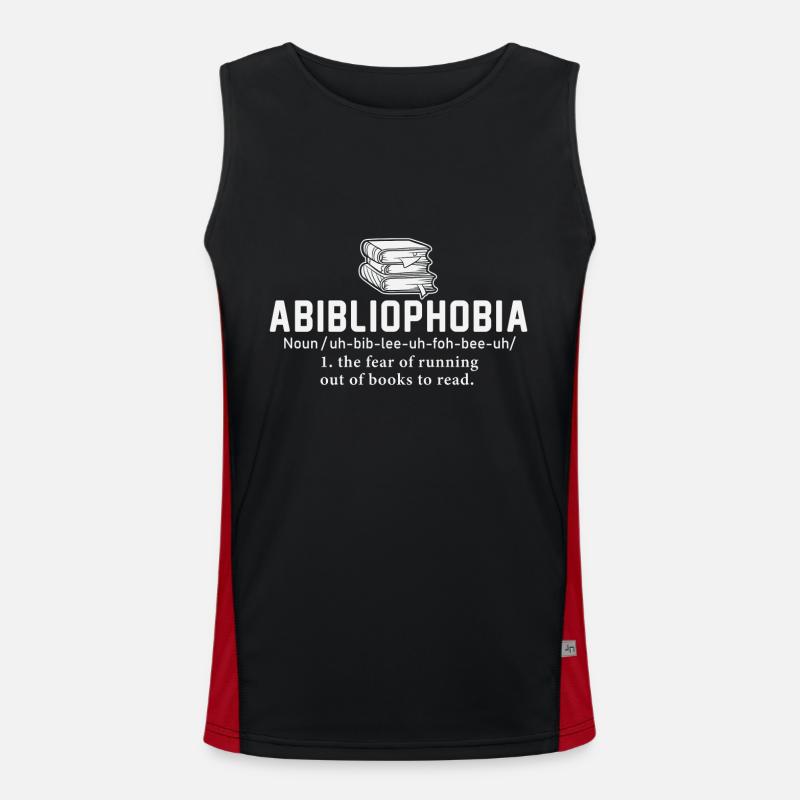 Abibliophobia Reading Bookworm Reader - Men's Functional Contrast Tank Top  - black/red