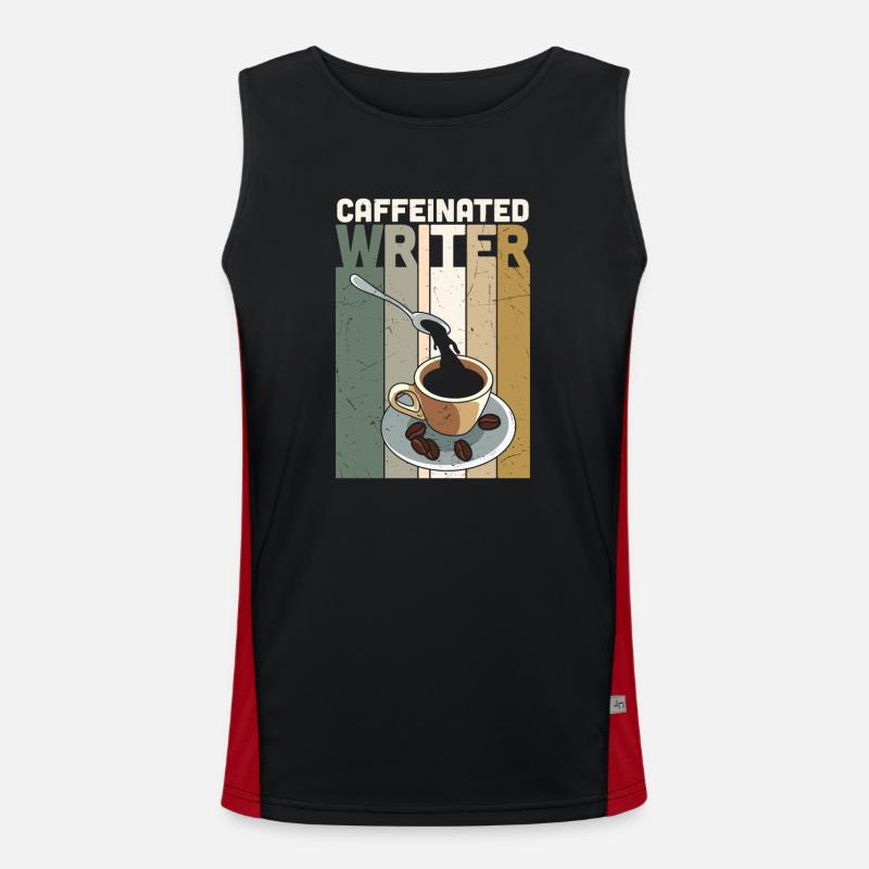 Caffeinated Writer Writing Novel Writer - Men's Functional Contrast Tank Top  - black/red