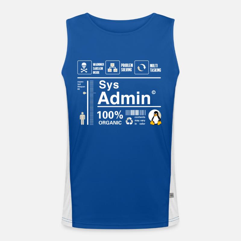 Sys Admin Penguin Computer Nerd pc Board cpu inh Men's Functional Contrast Tank Top 