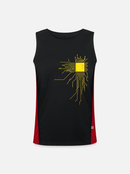 platine Core cpu Computer Nerd Programmer admin - Men's Functional Contrast Tank Top  - black/red - Front