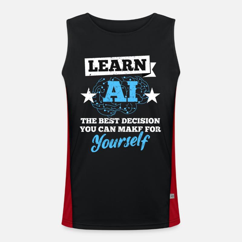 Roboter AI Software Entwickler Computer Nerd Geeks Funktionelles Kontrast-Tank Top für Männer 