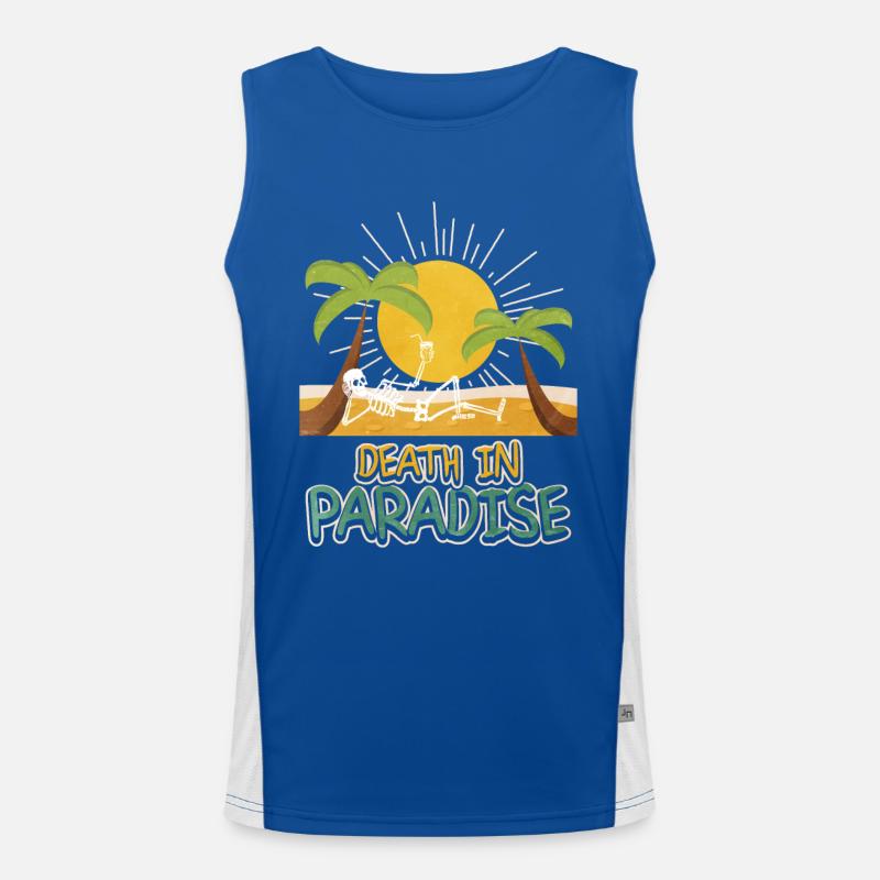Death in Paradise – Skelett Urlaub Vibes Funktionelles Kontrast-Tank Top für Männer 