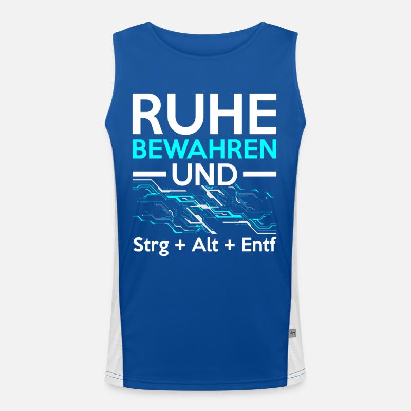 Keep Calm and Ctrl + Alt + Del Tech Support Tech Funktionelles Kontrast-Tank Top für Männer 
