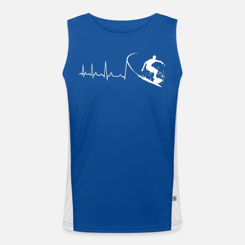Surfer Herzschlag Funktionelles Kontrast-Tank Top für Männer 