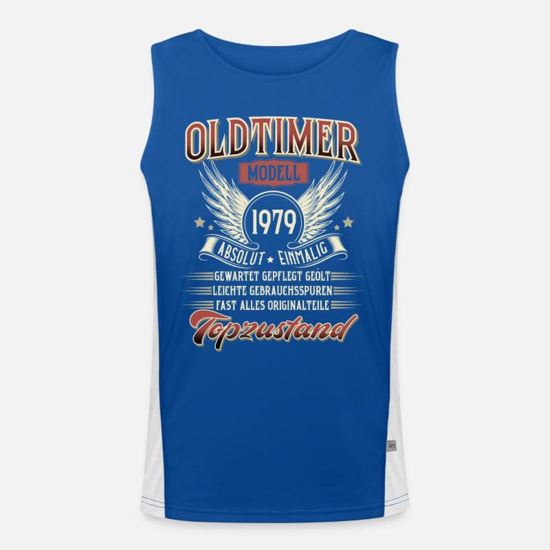 1979 Geboren Geburtstag Oldtimer Funktionelles Kontrast-Tank Top für Männer 