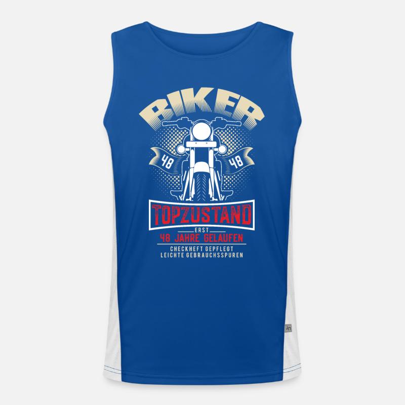 48. Geburtstag Biker Motorrad Motorradfahrer Funktionelles Kontrast-Tank Top für Männer 