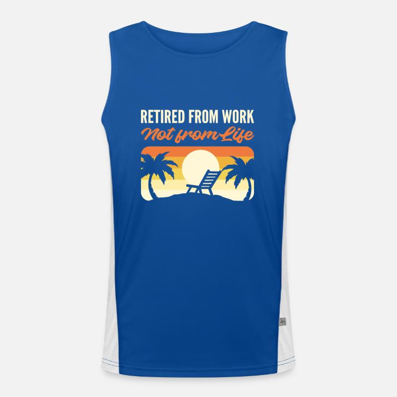 Retired From Work, Not From Life Retirement Funktionelles Kontrast-Tank Top für Männer 