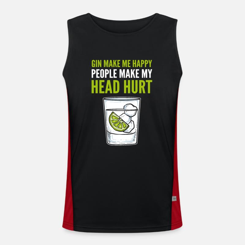 Gin Make Me Happy People Make My Head Hurt Gin Men's Functional Contrast Tank Top 