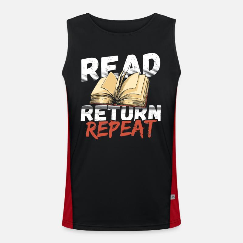 Read Return Repeat Librarian Library Book Lover Funktionelles Kontrast-Tank Top für Männer 