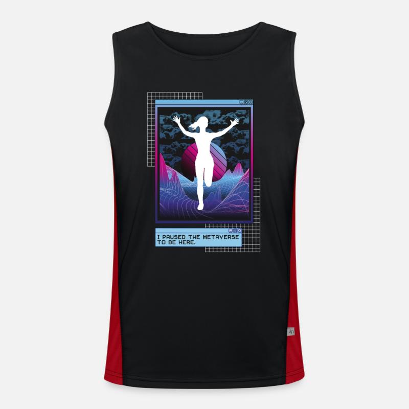 Vaporwave Metaverse Marathon, Trailrunning Funktionelles Kontrast-Tank Top für Männer 