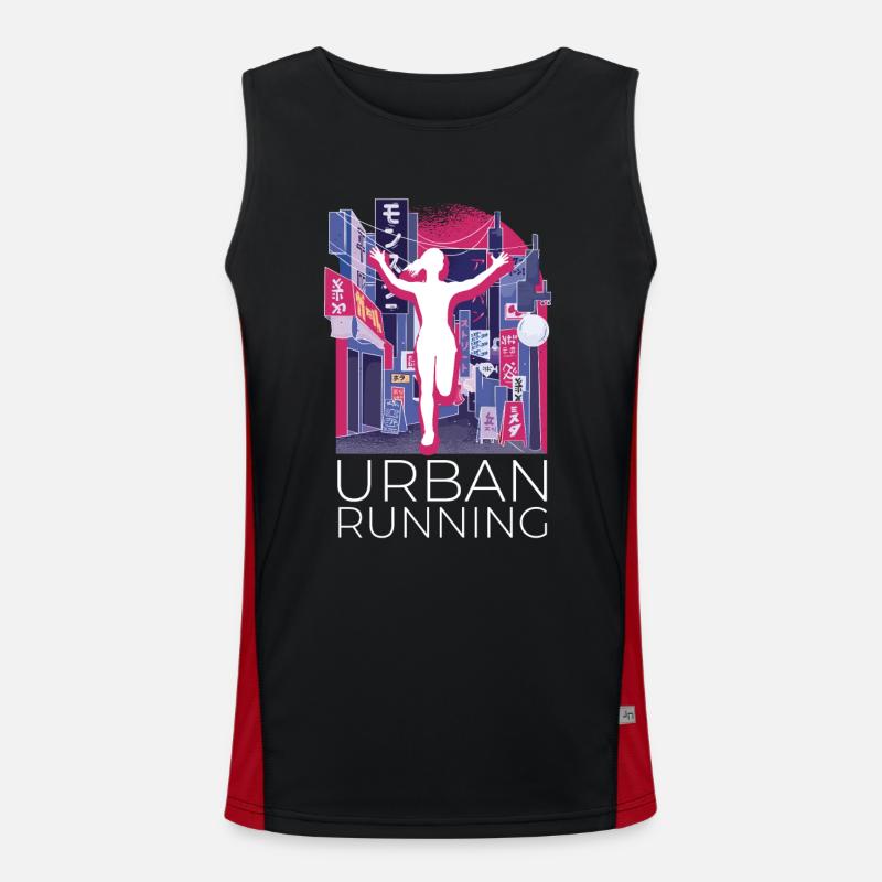 Vaporwave Synthwave Skyline Marathon, Trail Running Débardeur respirant contrasté Homme 