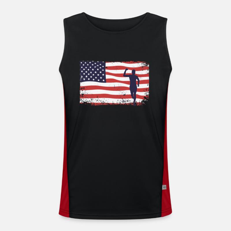 Marathon du drapeau américain, Trail Running Débardeur respirant contrasté Homme 