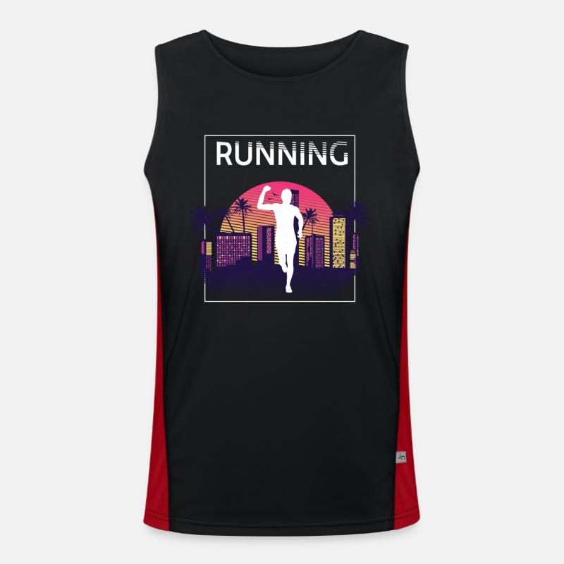 Kalifornien Palmen Marathon, Trailrunning Funktionelles Kontrast-Tank Top für Männer 