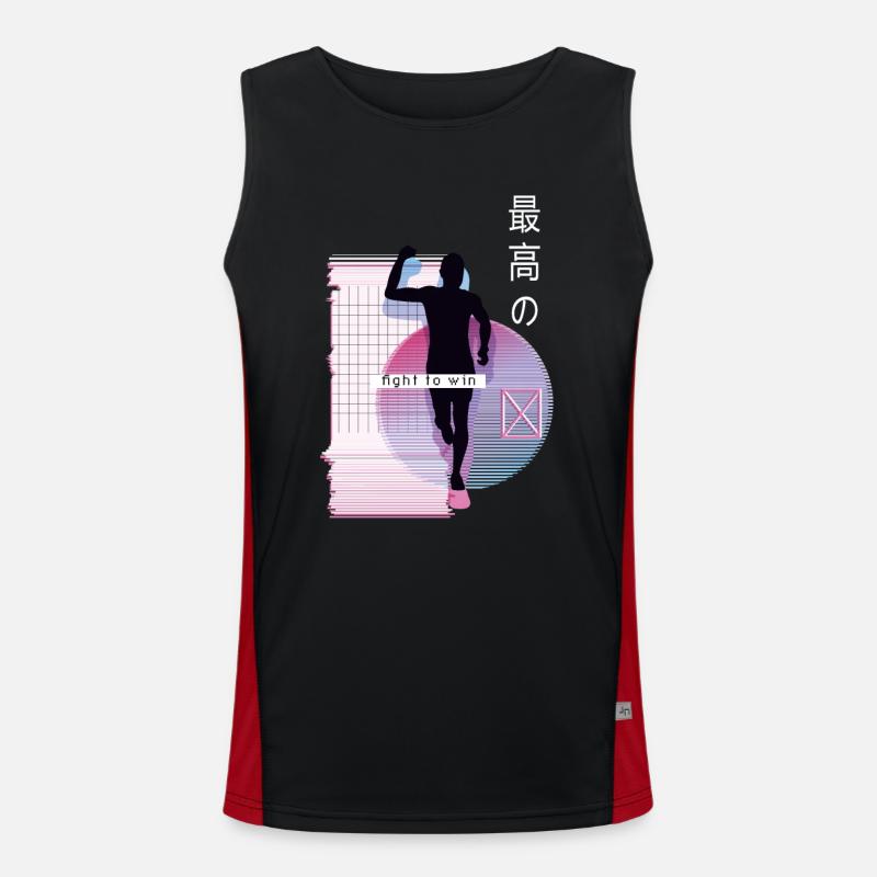 Vaporwave Metaverse Marathon, Trailrunning Funktionelles Kontrast-Tank Top für Männer 