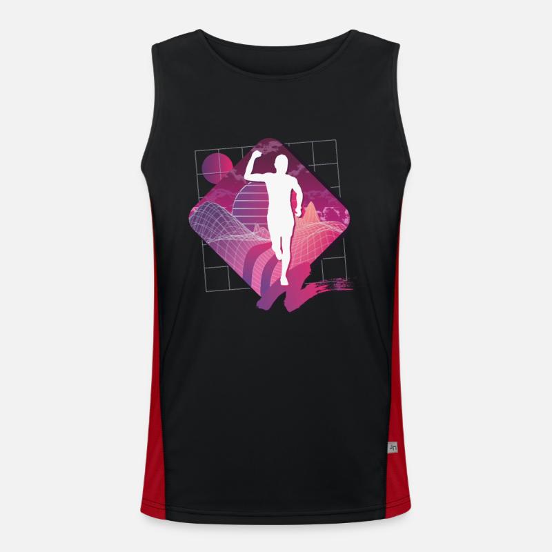 Vaporwave Synthwave Marathon, Trail Running Débardeur respirant contrasté Homme 