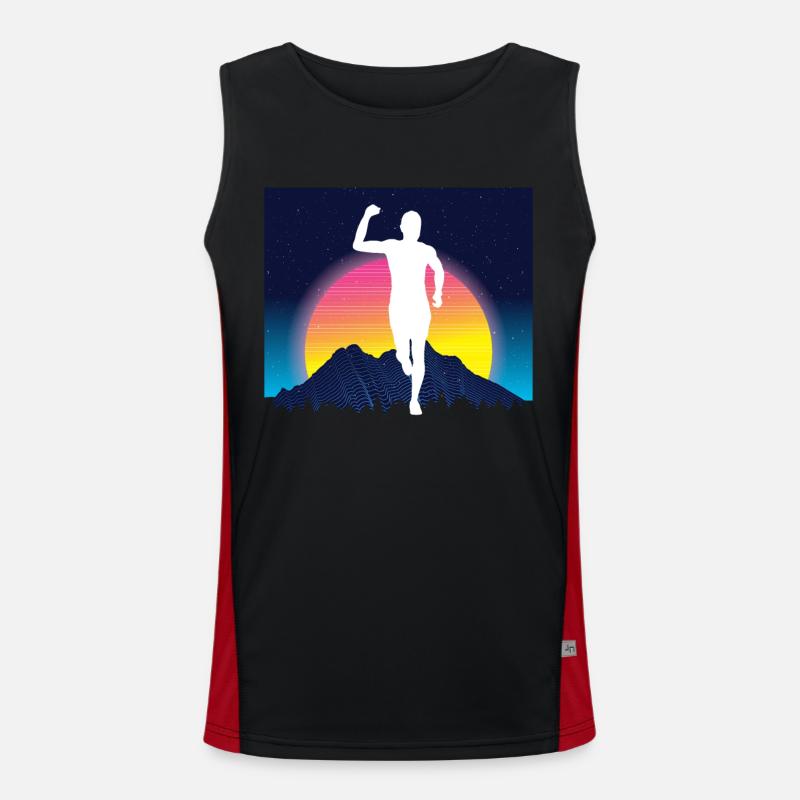 Vaporwave Synthwave Marathon, Trail Running Débardeur respirant contrasté Homme 