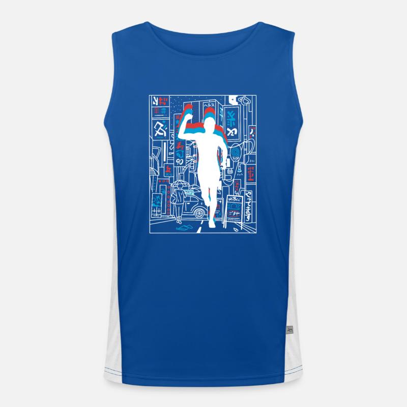 Vaporwave Synthwave Skyline Marathon, Trail Running Débardeur respirant contrasté Homme 