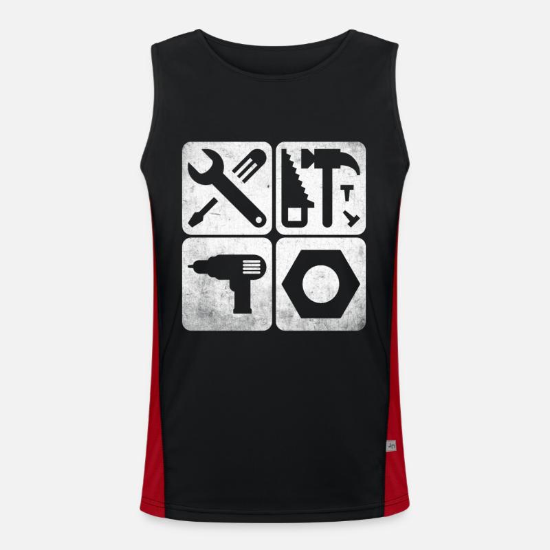 Tooling Tools - Men's Functional Contrast Tank Top  - black/red