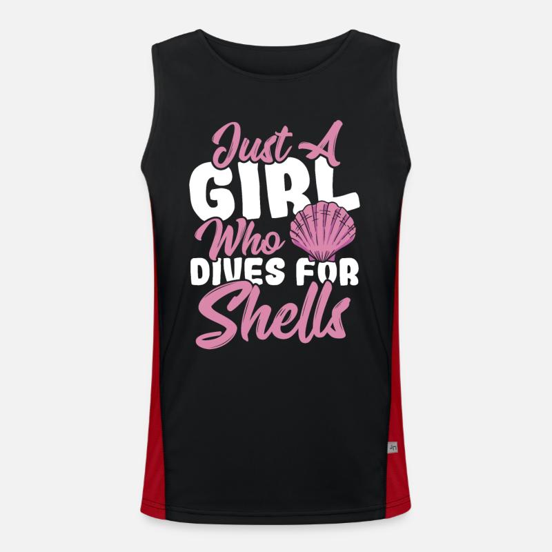 Just A Girl Who Dives For Shells Scalloping Men's Functional Contrast Tank Top 