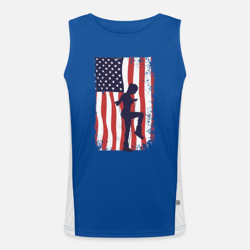Saut à la corde du drapeau américain Débardeur respirant contrasté Homme 