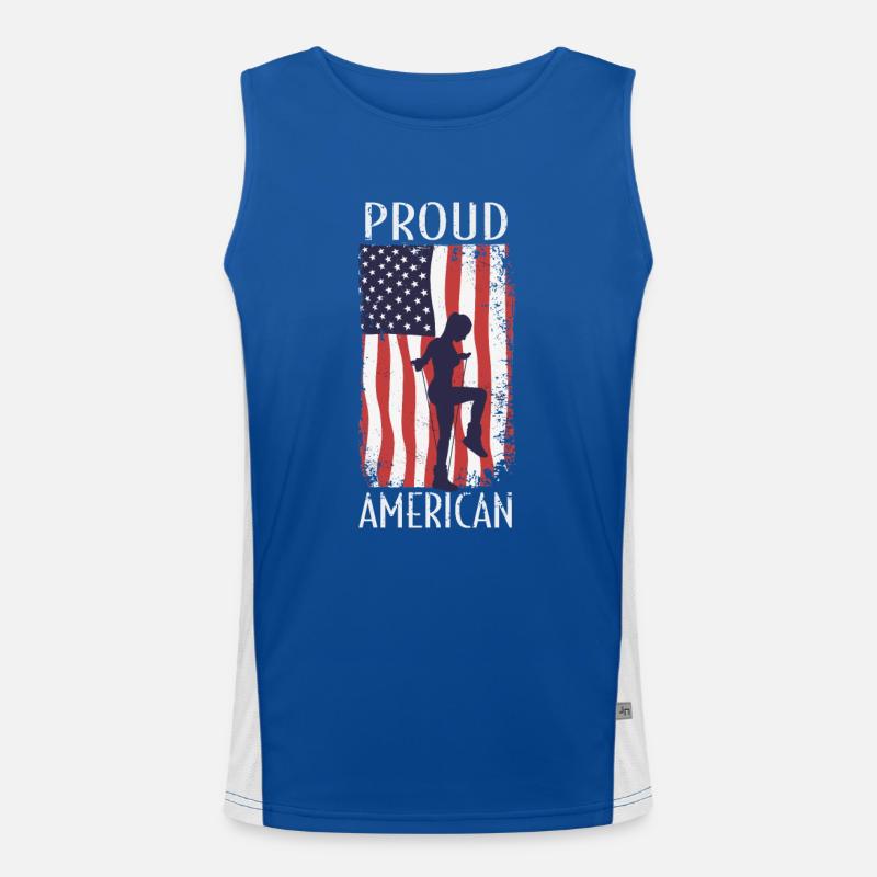 Saut à la corde du drapeau américain Débardeur respirant contrasté Homme 